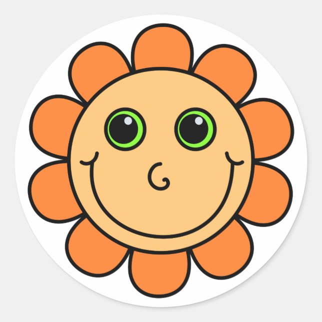 Orange Face Blume Runder Aufkleber (Vorderseite)