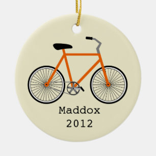 Orange Fahrrad-personalisierte Verzierung Keramik Ornament