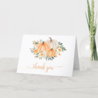 Orange Fall Floral Pumpkin Danke Karte