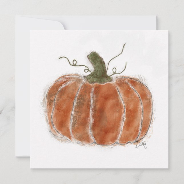 Orange Fall Pumpkin Card Einladung (Vorderseite)