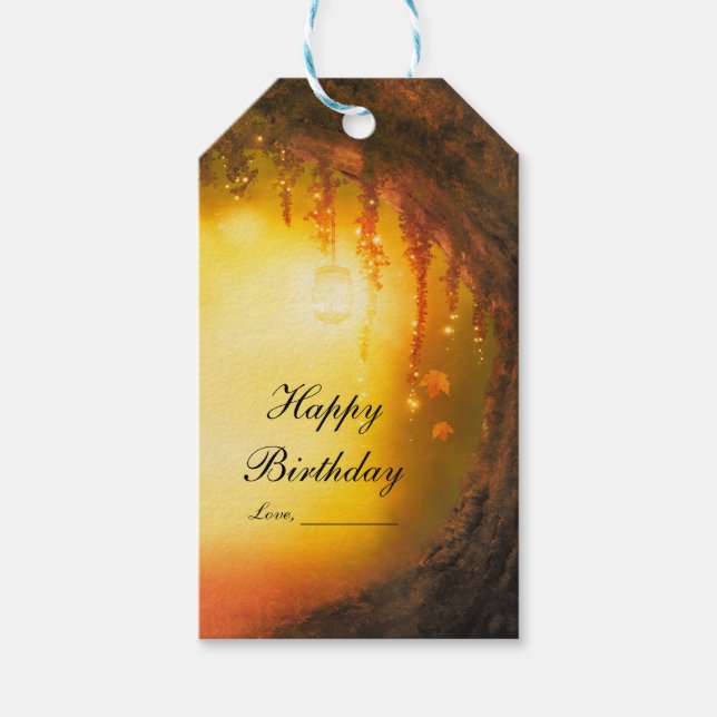 Orange Fall Rustikales verzaubertes Gastgeschenk Geschenkanhänger (Vorderseite)