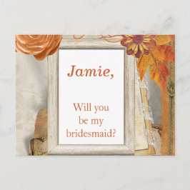 Orange Fall Thema wirst du meine Bridesmaid Einladungspostkarte