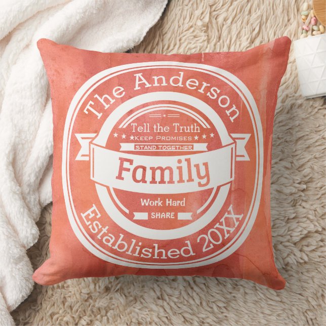 Orange Family Rules Name Year etabliert Kissen (Decke)