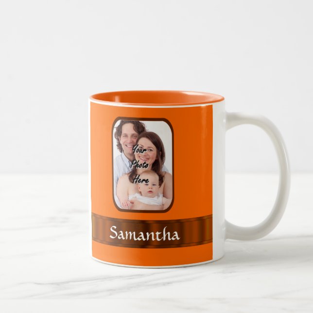 Orange Farbe personalisiert Zweifarbige Tasse (Rechts)