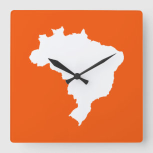Orange Festive Brazil at Emporio Moffa Quadratische Wanduhr