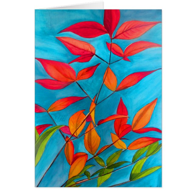 Orange feuille Automne art original aquarelle (Devant)