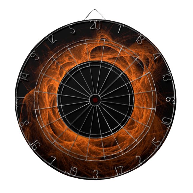 Orange Fiery Eclipse Black Hole Dart Board Dartscheibe (vorne)