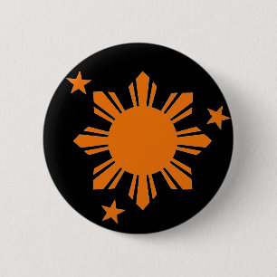 Orange Filipino Sun/Stern-Knopf Button
