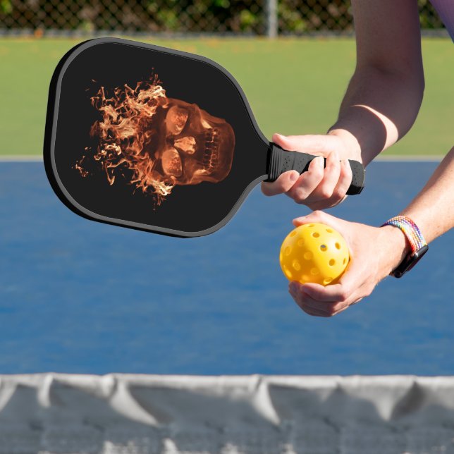 Orange Fire Flaming Skull Pickleball Schläger (InSitu)