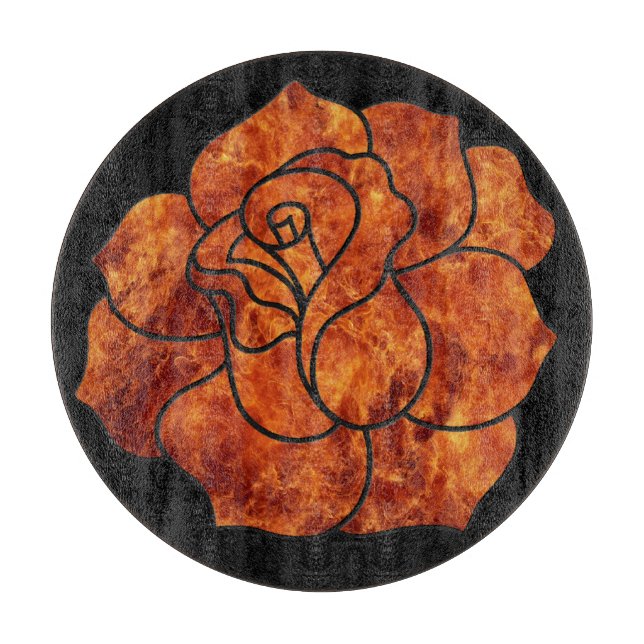Orange Fire Rose Cutting Board Schneidebrett (Vorderseite)