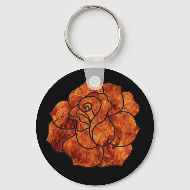 Orange Fire Rose Schlüsselanhänger (Vorderseite)