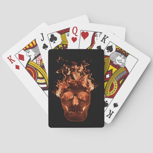 Orange Fire Skull Playing Cards Spielkarten (Rückseite)