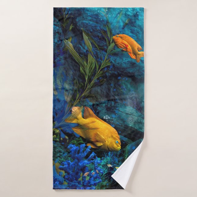 ORANGE FISH BLAUE OCEAN BADEHANDTUCH (Badehandtuch)