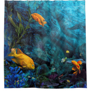 ORANGE FISH BLAUE OCEAN DUSCHVORHANG