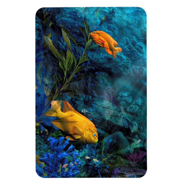 ORANGE FISH BLAUE OCEAN MAGNET (Vertikal)