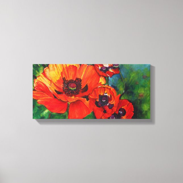 Orange Flamboyant Painted Oriental Poppies Leinwanddruck (Vorderseite)