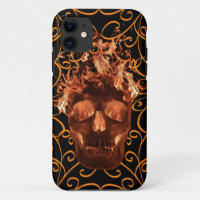 Orange Flame Skull iPhone 5G Coque