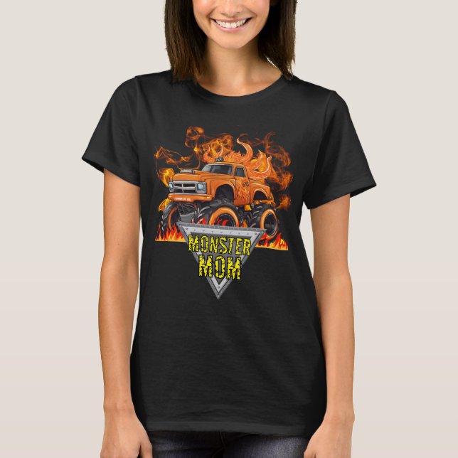 Orange Flames Monster Mama T - Shirt (Vorderseite)