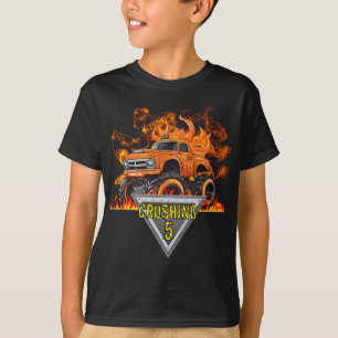 Orange Flames Monster Truck Kid's T - Shirt