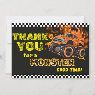 Orange Flames Monster Truck Vielen Dank Hinweis Dankeskarte