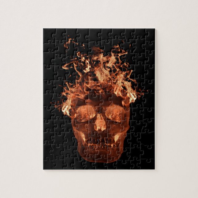 Orange Flaming Fire Skull (Vertikal)