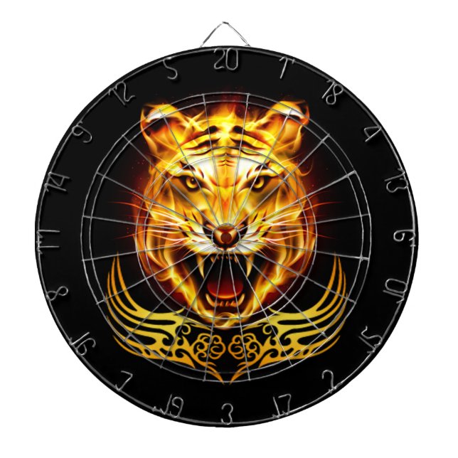 Orange Flaming Fire Tiger Dartscheibe (vorne)