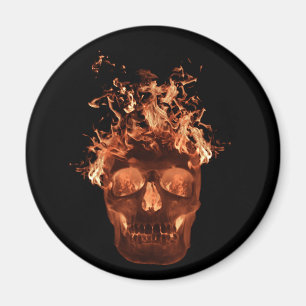 Orange Flaming Skull Magnet