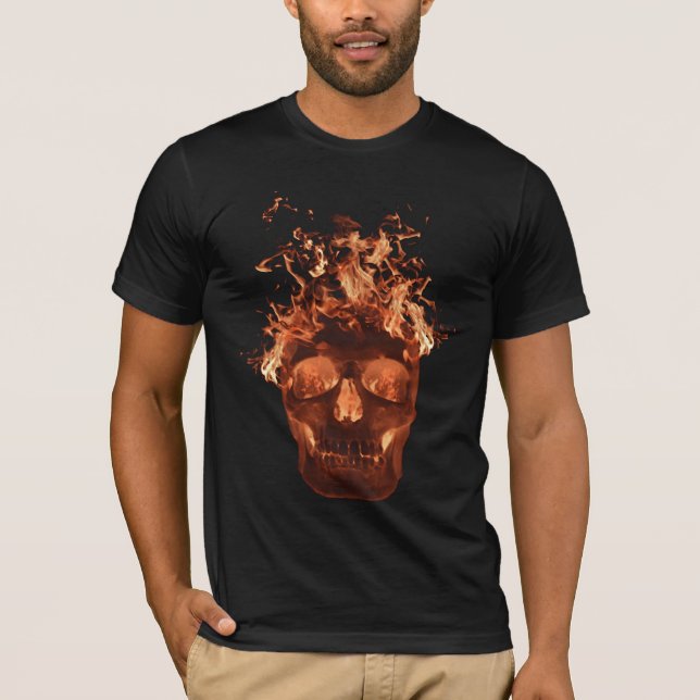 Orange Flaming Skull T - Shirt (Vorderseite)