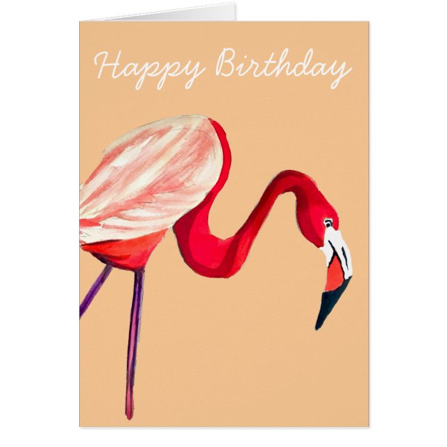 Orange Flamingo Aquarellvogel Kunst (Vorne)