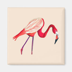 Orange Flamingo Aquarellvogel Kunst Magnet