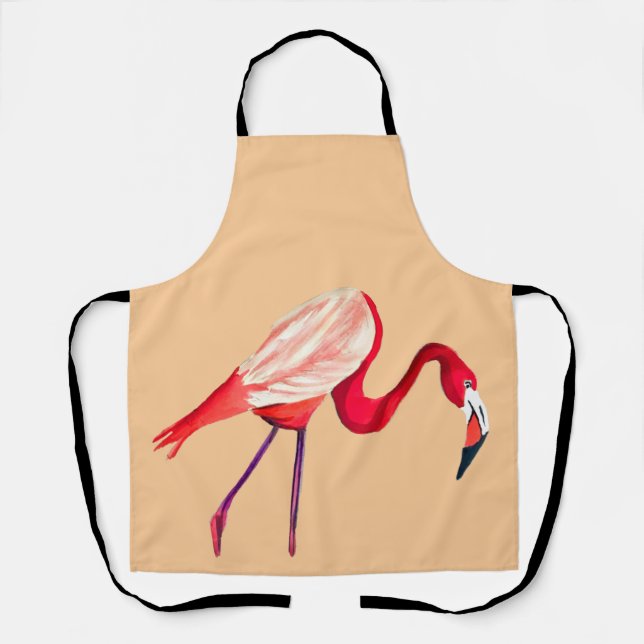 Orange Flamingo Aquarellvogel Kunst Schürze (Vorderseite)