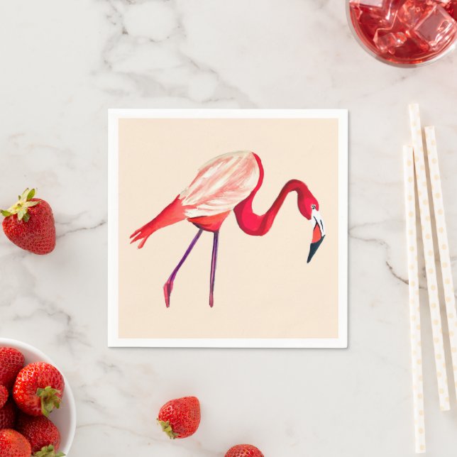 Orange Flamingo Aquarellvogel Kunst Serviette (Beispiel)