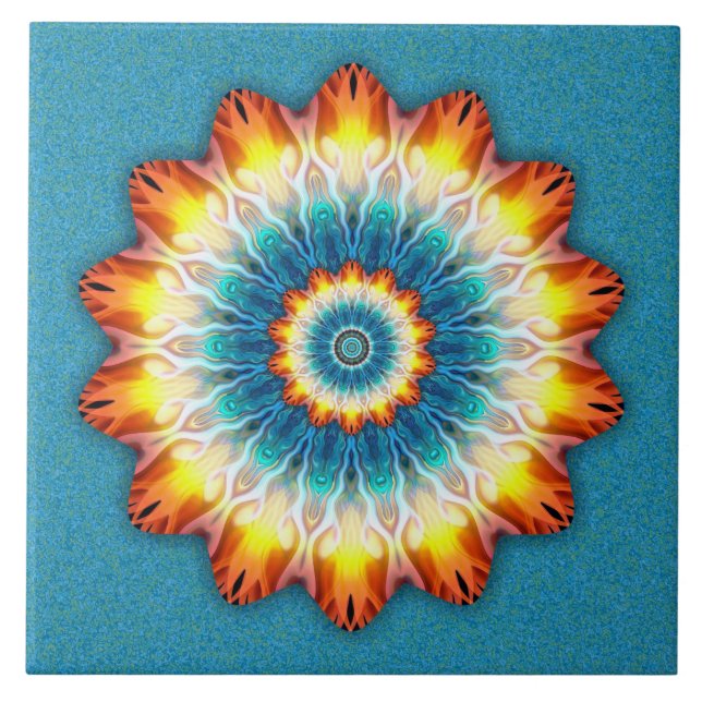 Orange Flamme Fliese (Vorderseite)