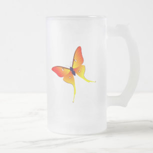 Orange Flammen-Schmetterlings-große mattierte Mattglas Bierglas