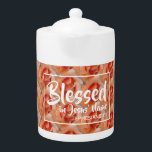 Orange Floral | BLESSED | Christliche Schrift<br><div class="desc">Feiern Sie Ihren Glauben und trinken Sie Ihr Lieblingsgetränk. Inspirationsbotschaft erinnert Sie daran, dass Sie im Namen Jesu gesegnet sind. Schrift bezieht Ephesianer 1:3 (gesegnet mit jedem spirituellen Segen). Alle vollständig anpassbar, sodass Sie mit Ihrem eigenen Lieblings-Scripturreferenz oder Text (z.B. Ihren Namen) personalisieren können. Dies wäre auch ein ideales Geschenk...</div>