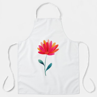 Orange Floral Botanical Apron Minimal Flower Schürze
