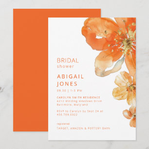 Orange Floral Brautparty II Einladung