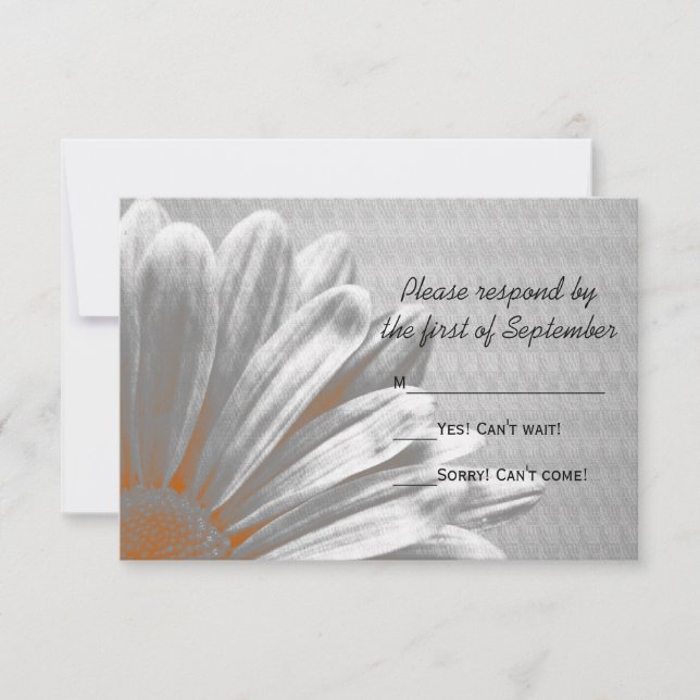 Orange Floral Faits saillants Mariage Carte RSVP (Devant)