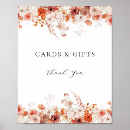 Orange Floral Fall Cards and Gifts Zeichen Poster