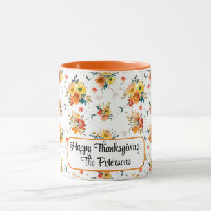 Orange Floral Fall Tasse