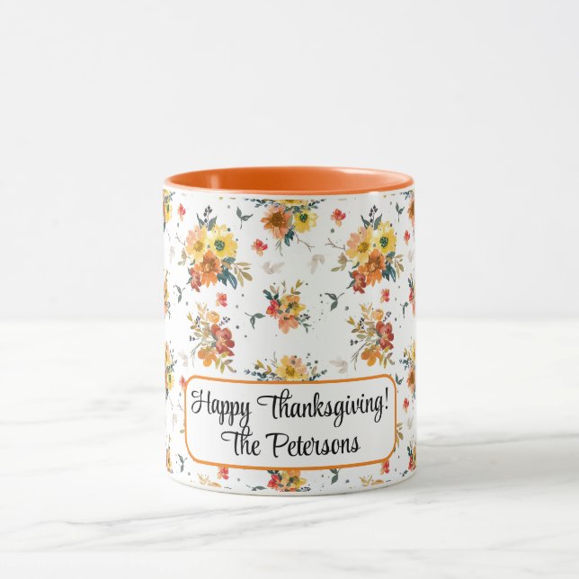 Orange Floral Fall Tasse (Zentrum)