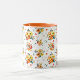 Orange Floral Fall Tasse