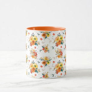 Orange Floral Fall Tasse