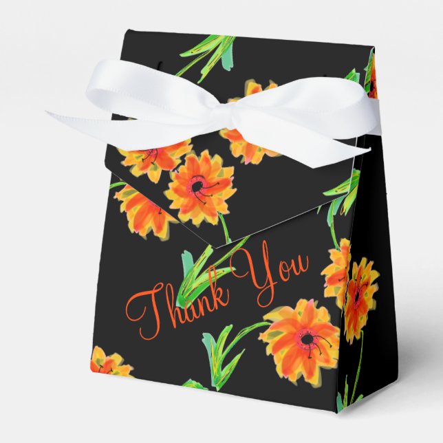 Orange Floral Favor Box Geschenkschachtel (Vorderseite)