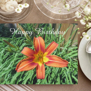 Orange Floral Fotografie Geburtstag Postkarte