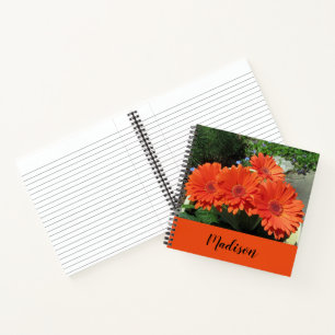 Orange Floral Fotografie Notizbuch