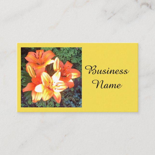 Orange Floral Fotografie Visitenkarte (Vorderseite)