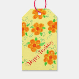 Orange Floral GeburtstagsgeschenkTags Geschenkanhänger