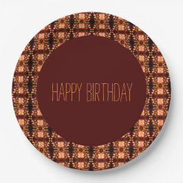 Orange Floral Gemustert Paper Birthday Teller