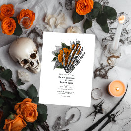 Orange Floral Gothic Wedding QR Code Einladung
